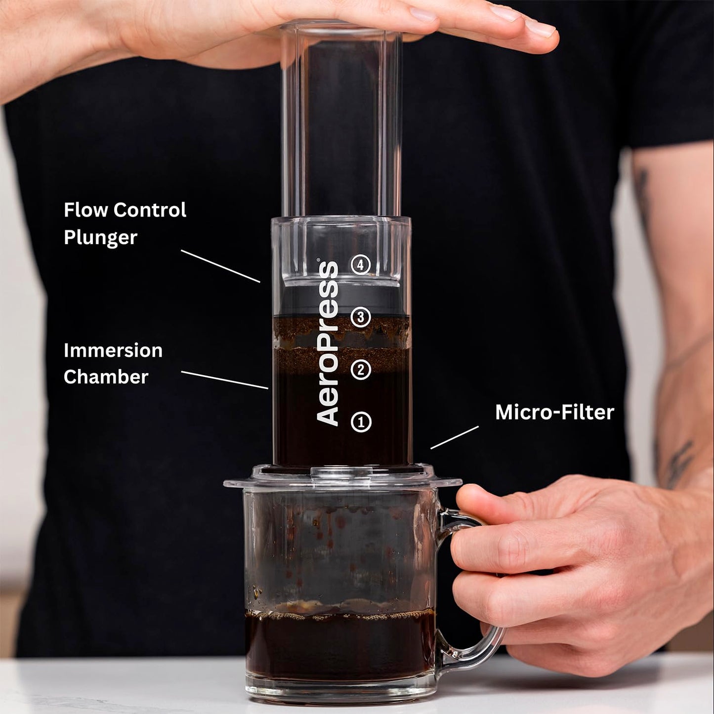 Aeropress Coffee Press – 3 in 1 brew method: French Press, Pourover, Espresso